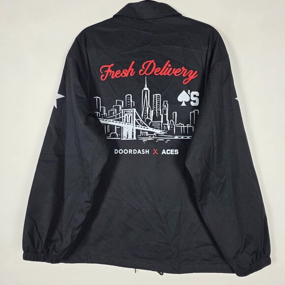 Doordash Aces The Mecca New York Hustle Heart NWT Mens 2XL Snap Black Jacket - Picture 2 of 7